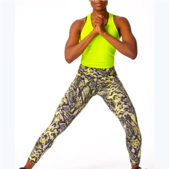 Sweaty Betty Power Pocket Workout Leggings In Citrus Green Snake Print- XS - Picture 7 of 12